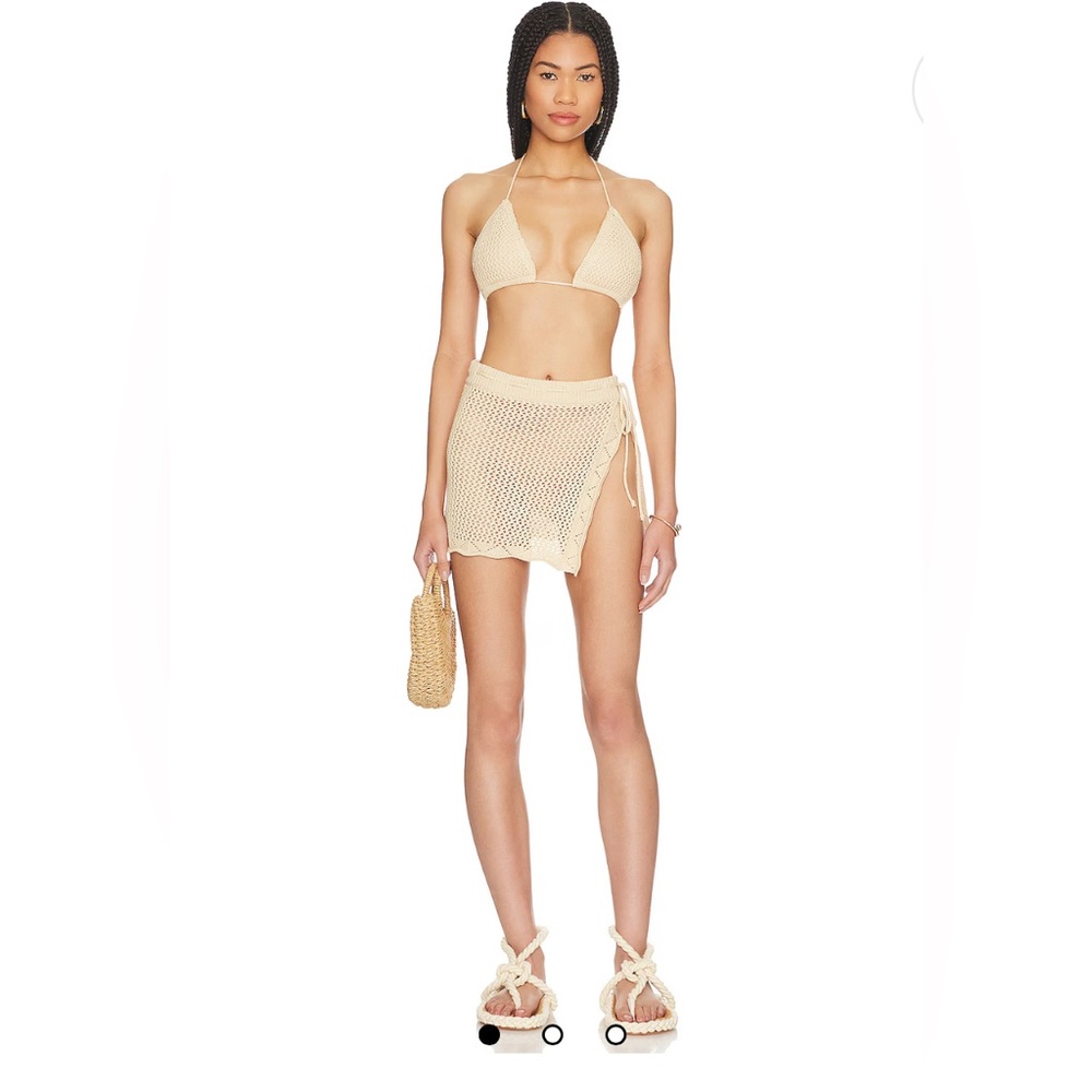 Superdown Monae Crotchet Skirt Set in Nude